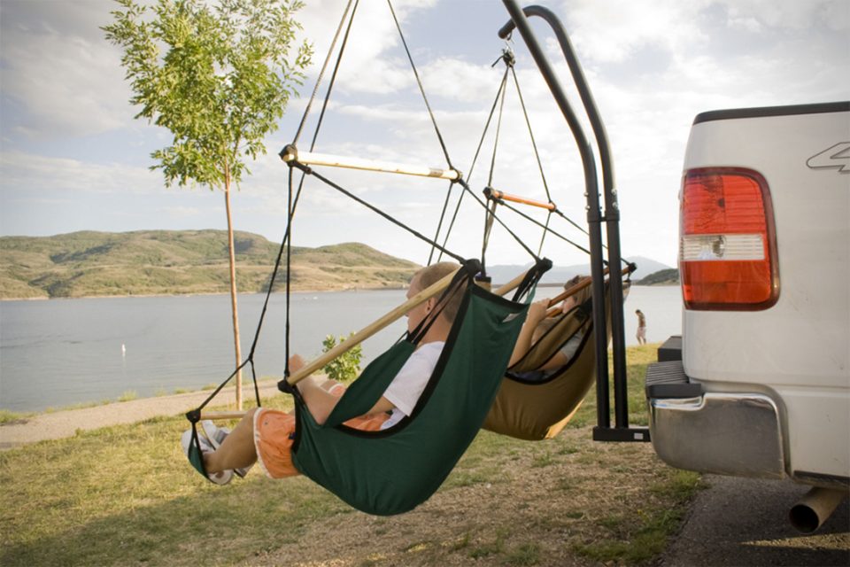 The first idea – hammock chairs off your hitch – looks great to me!