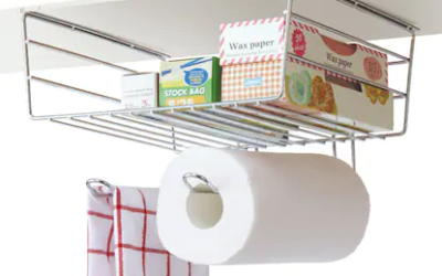 Hanging Paper Towel Holder With Hooks White