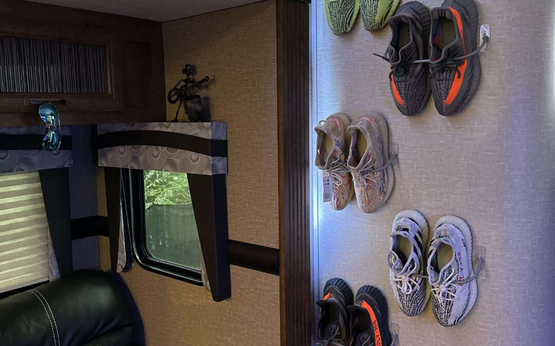 Added some new storage for my shoes in the RV. Had to get a little
