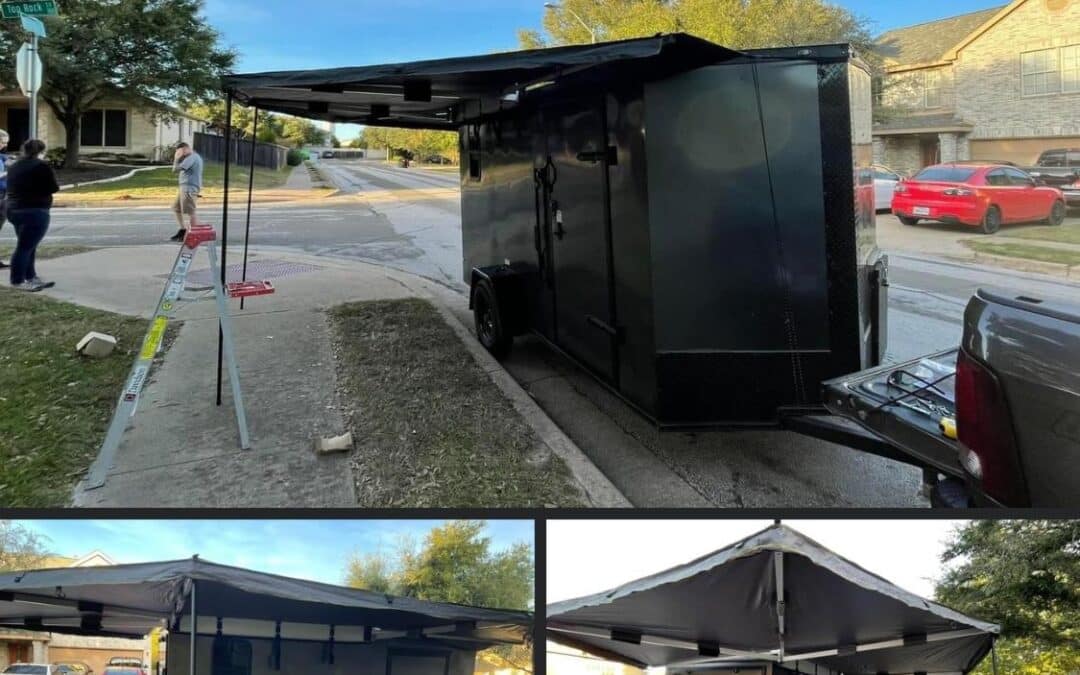 6×12 cargo trailer conversion with batwing awning.