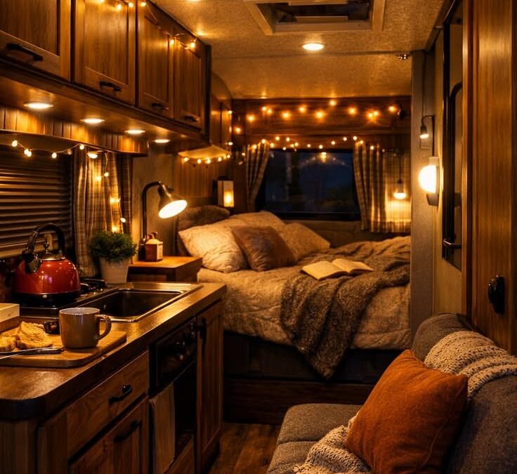 Cozy Van Life Night Setup: Small RV Interior Ideas for Solo Female Camping